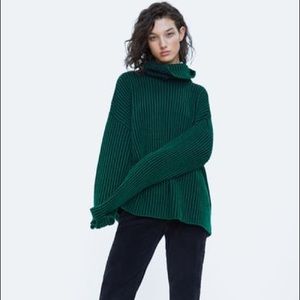 OVERSIZED ZARA GREEN Turtleneck SWEATER ❤️